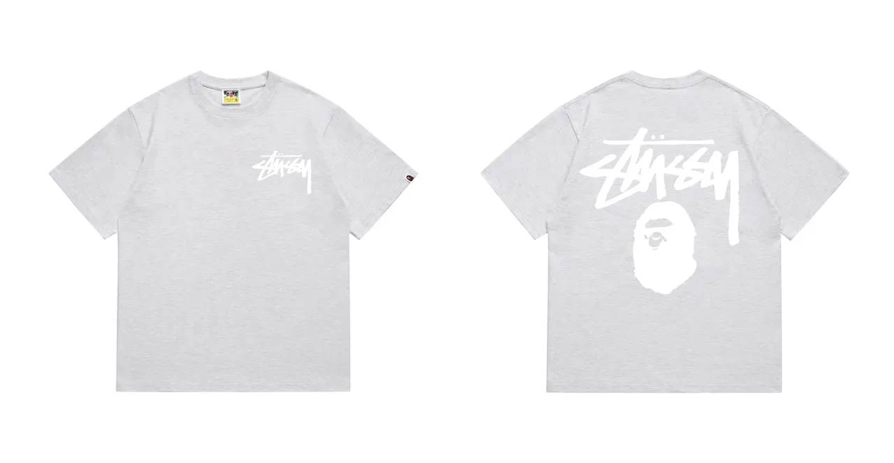 T-shirt rouge Stussy x A Bathing Ape Stock Logo 8