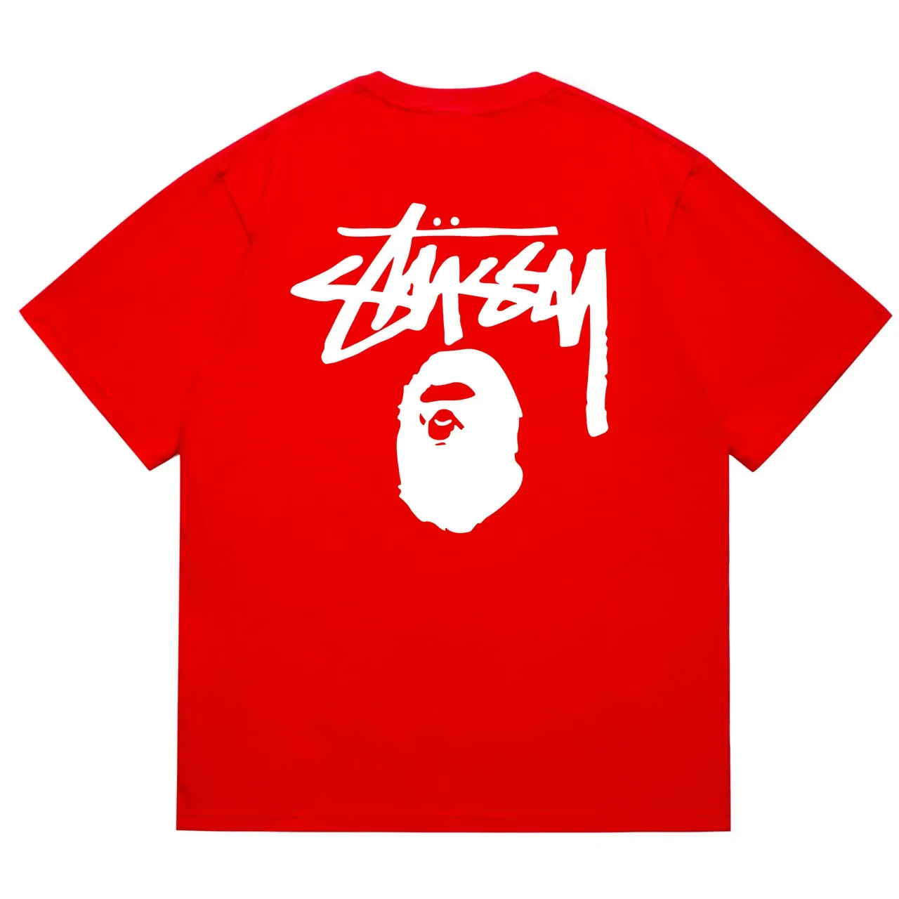 T-shirt rouge Stussy x A Bathing Ape Stock Logo 12