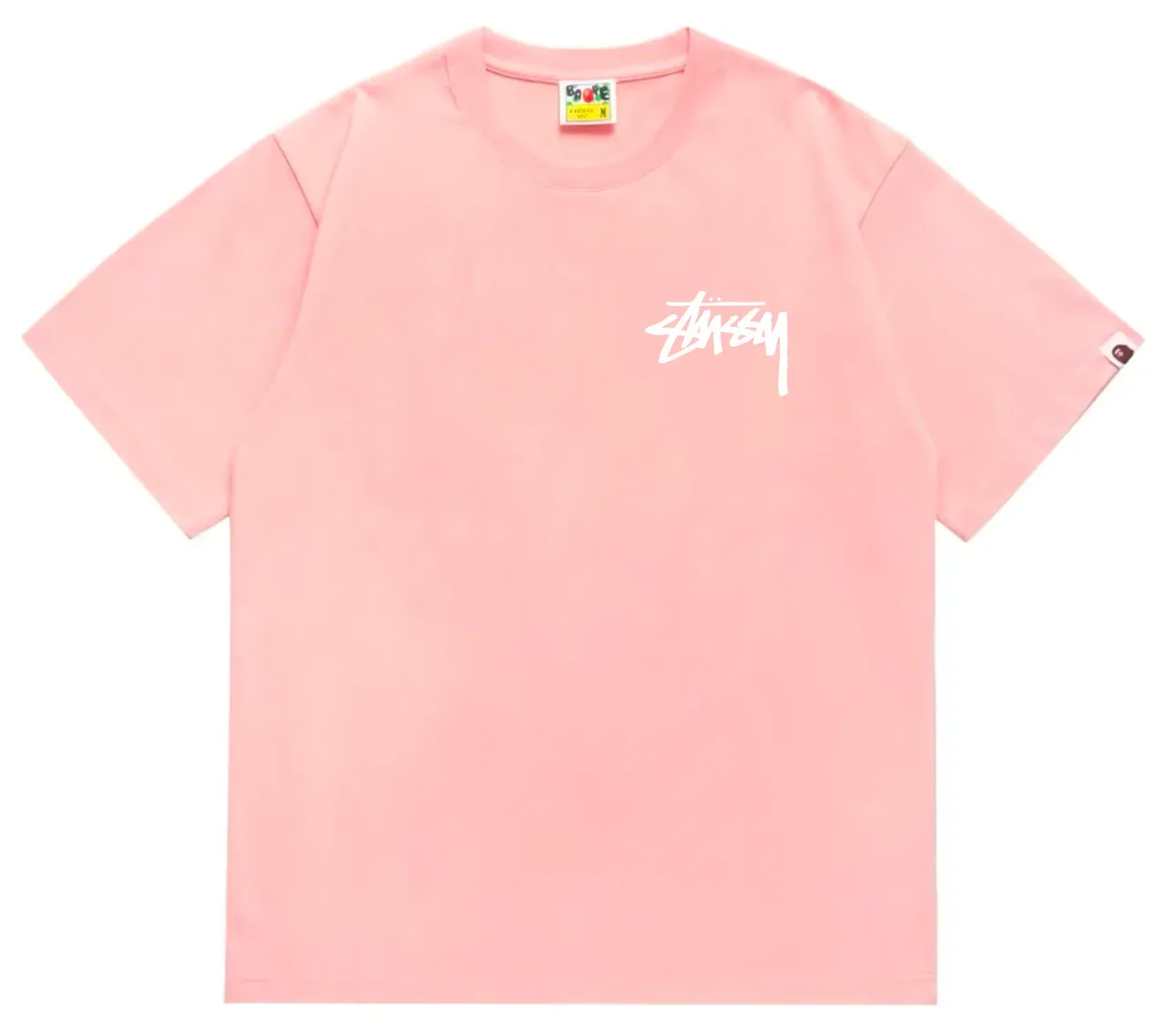T-shirt rouge Stussy x A Bathing Ape Stock Logo 17