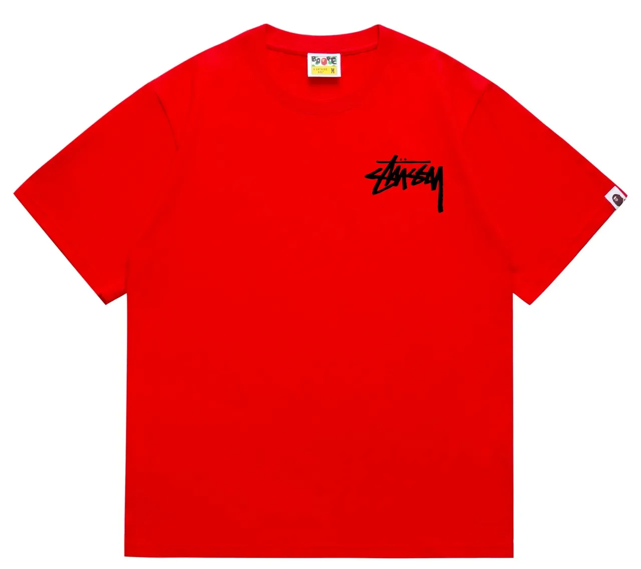 T-shirt rouge Stussy x A Bathing Ape Stock Logo 22