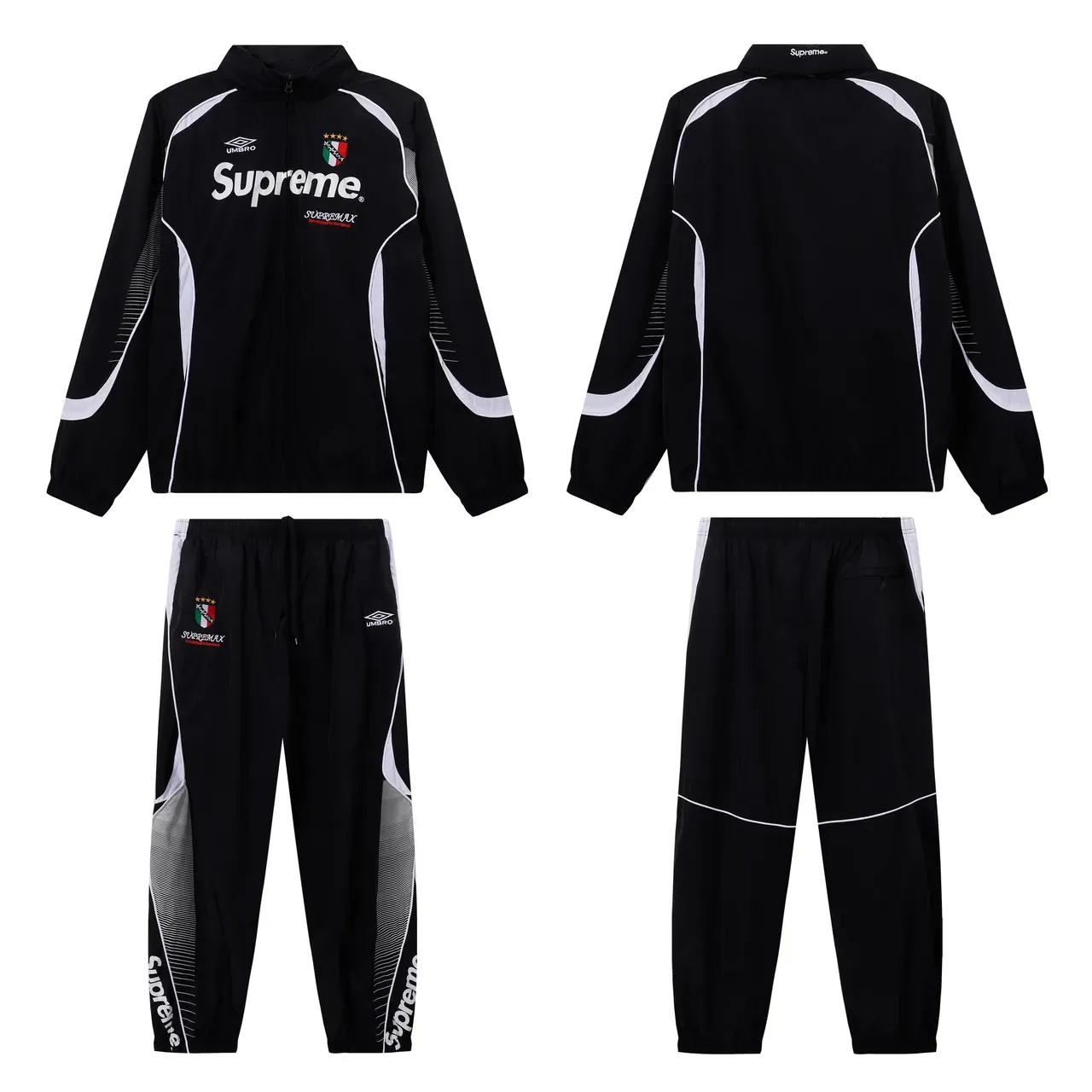 Supreme Black White Full-Zip Contrast-Panel Windbreaker 9