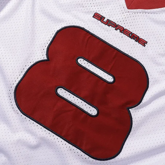Supreme x Rose Colaboração Camiseta Branca Vermelha V-Neck Malha 18