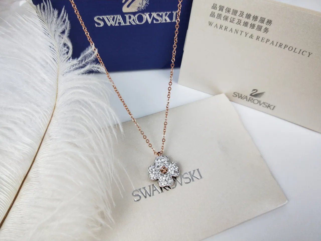 Swarovski ফুল ক্রিস্টাল গোলাপি সোনালি টোন হার 2