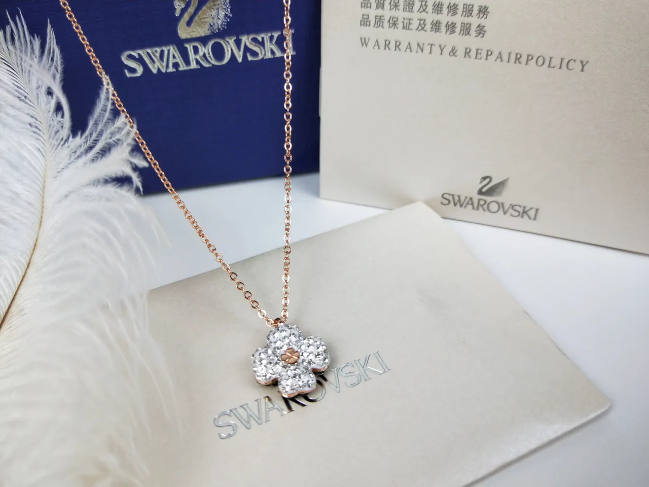 Swarovski ফুল ক্রিস্টাল গোলাপি সোনালি টোন হার 4