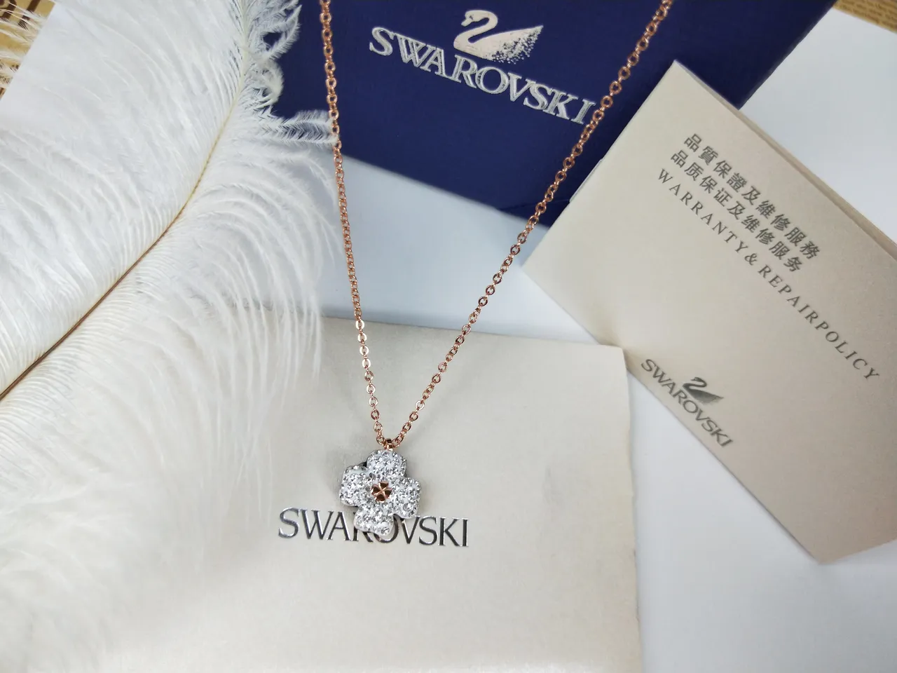 Swarovski ফুল ক্রিস্টাল গোলাপি সোনালি টোন হার 5