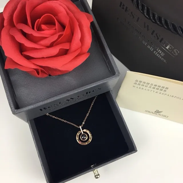 Swarovski Colar Corrente de Ouro Preto com Pingente Circular Concêntrico 4