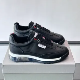 Thom Browne Black White Leather Upper Transparent Air-Cushioned Sole Sneakers
