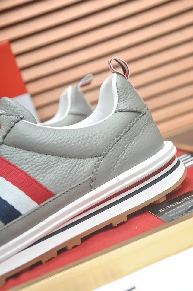 Thom Browne Classic Stripe Gray Leather Lifestyle Sneakers 2