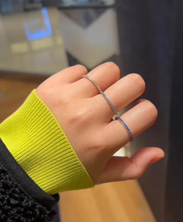 Tiffany & Co. 银蓝 多色带 堆叠 Pavé-Set 戒指 3