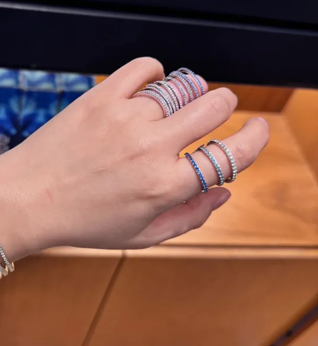 Tiffany & Co. 银蓝 多色带 堆叠 Pavé-Set 戒指 4