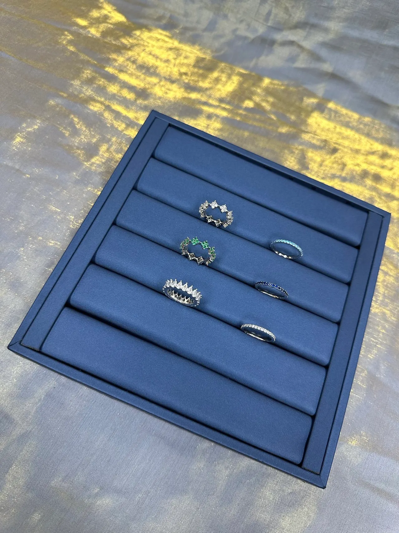 Tiffany & Co. 银蓝 多色带 堆叠 Pavé-Set 戒指 5