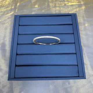 Tiffany & Co. Silver Navy Channel-Set Baguette-Cut Stones Eternity Bangle Bracelet
