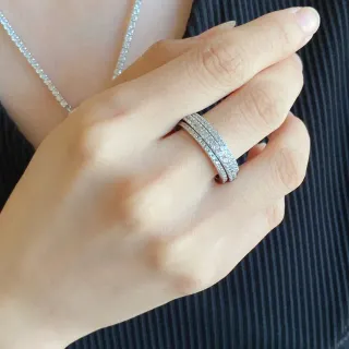 Tiffany & Co. चांदी पारदर्शी पावे-सेट स्टैकेबल रिंग