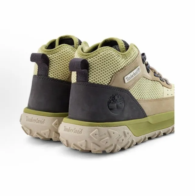 Timberland Bottines mi-coup beige et vert hybrides maille et cuir 4