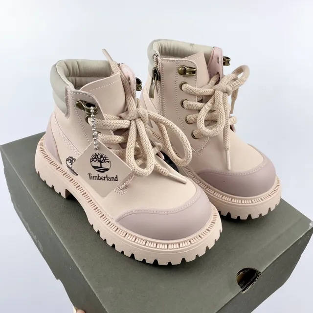 Timberland Field Boot Botas de trabalho rosa de duas cores para crianças 7