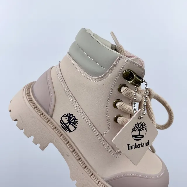 Timberland Field Boot Botas de trabalho rosa de duas cores para crianças 12