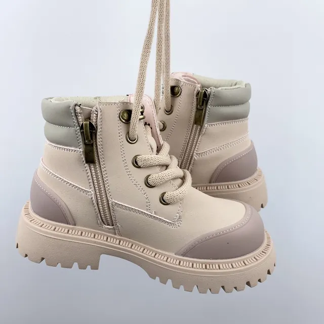 Timberland Field Boot Botas de trabalho rosa de duas cores para crianças 14