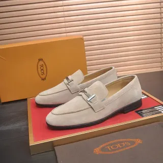 Tod's Beige Suede T-Bar Buckle Loafers