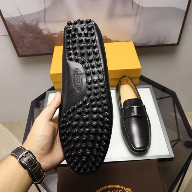 Tod's Gommino Loafer Couro Preto Fivela H Mocassins 4