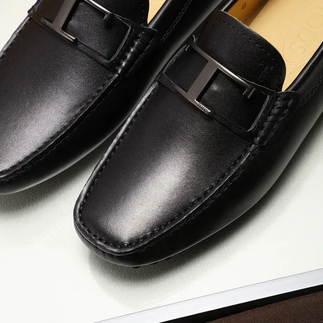 Tod's Gommino Loafer Couro Preto Fivela H Mocassins 6