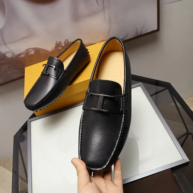 Tod's Gommino Loafer Couro Preto Fivela H Mocassins 7