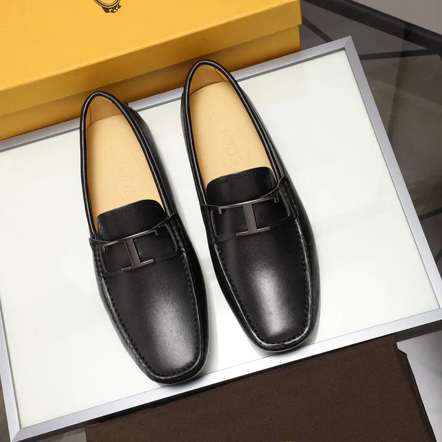 Tod's Gommino Loafer Couro Preto Fivela H Mocassins 8