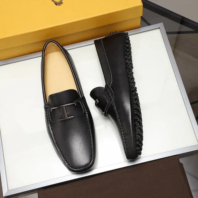 Tod's Gommino Loafer Couro Preto Fivela H Mocassins 9