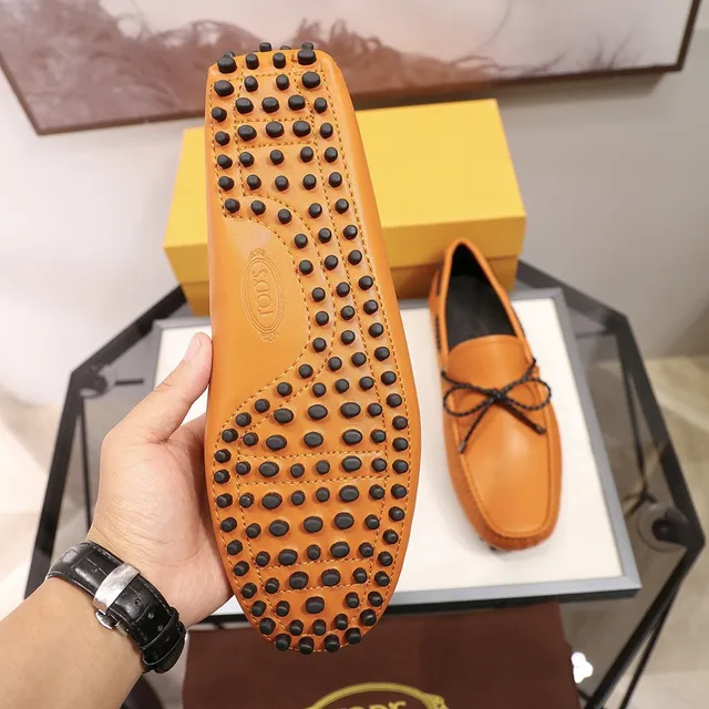 Tod's Naranja Negro Beige Cuero Trenzado Cuerda Lazo Mocasín 4