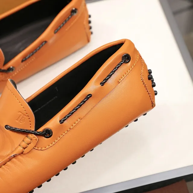Tod's Naranja Negro Beige Cuero Trenzado Cuerda Lazo Mocasín 5