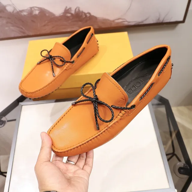 Tod's Naranja Negro Beige Cuero Trenzado Cuerda Lazo Mocasín 6