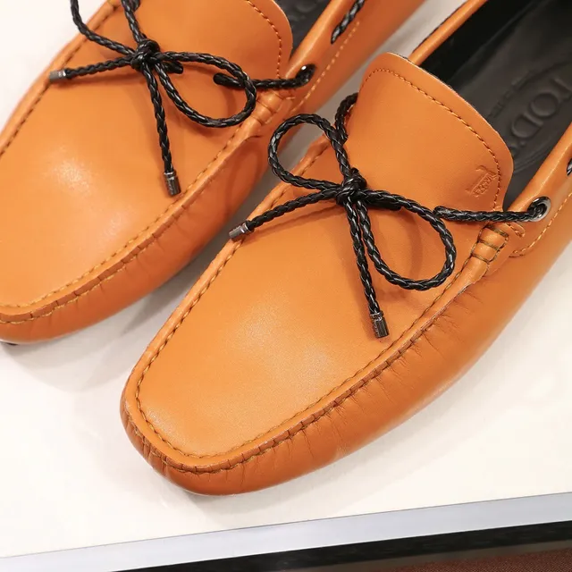 Tod's Naranja Negro Beige Cuero Trenzado Cuerda Lazo Mocasín 7