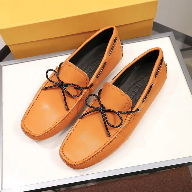 Tod's Naranja Negro Beige Cuero Trenzado Cuerda Lazo Mocasín 8