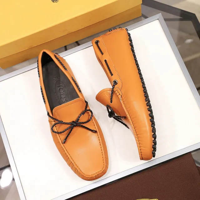Tod's Naranja Negro Beige Cuero Trenzado Cuerda Lazo Mocasín 9