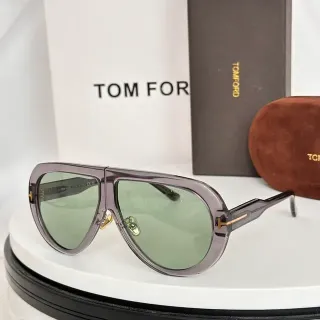 Tom Ford Aviator Shield Translucent Gray Green Lens Sunglasses