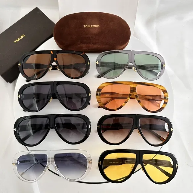 Tom Ford Aviador Escudo Gafas de Sol Lentes Translucidas Gris Verde 2