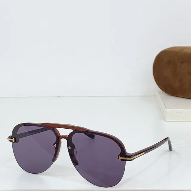 Tom Ford Black Gold Slim Rectangular Frame Integrated Top-Bar Metal Detail Sunglasses 7
