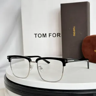 Tom Ford Rectangular Half-Rim Black and Silver Optical Glasses