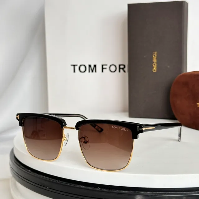 Tom Ford Rectangular Half-Rim Black and Silver Optical Glasses 7