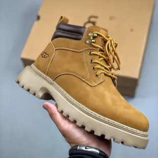 UGG Beige Brown Suede Upper Padded Collar Work Boots