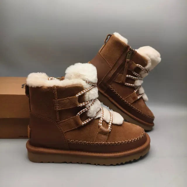 UGG Botas de Nieve Marrón Beige con Forro de Lana y Superior de Ante 6