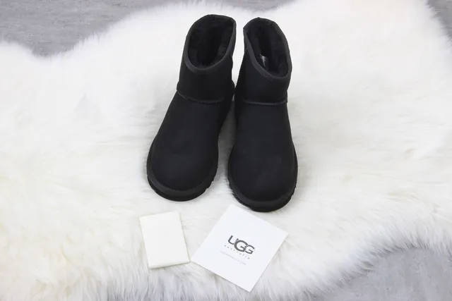 UGG Classic Mini Black Suede Snow Boots 2