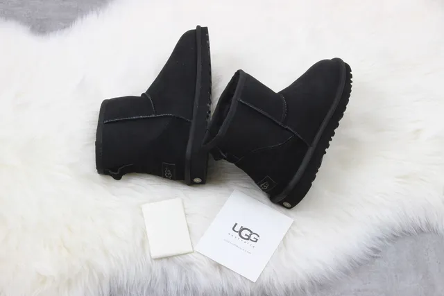 UGG Classic Mini Black Suede Snow Boots 4