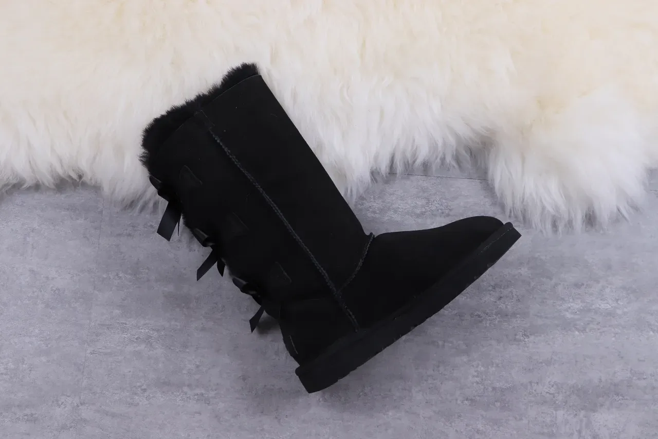 UGG Classic Tall Bow Black Knee Boots 8