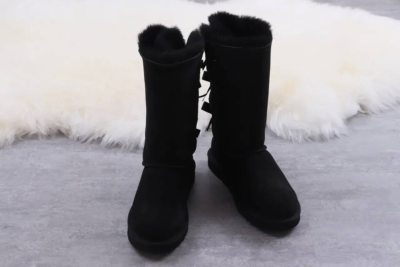 UGG Classic Tall Bow Black Knee Boots 11