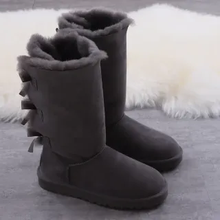 UGG Gray Black Shearling-Lined Suede-Like Exterior Knee Boots