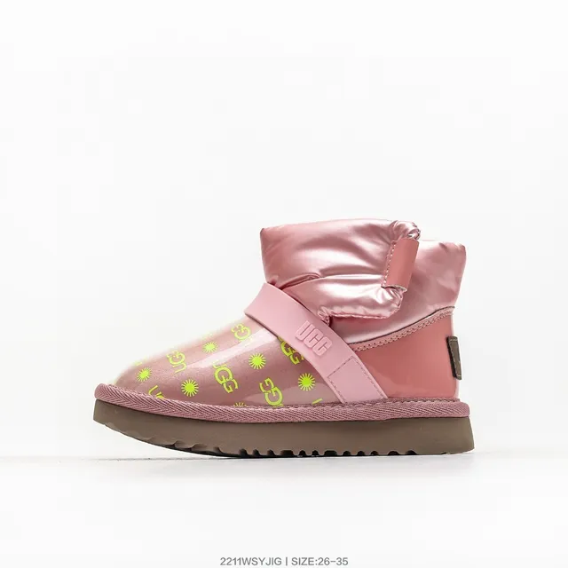 UGG Pink Multicolor Puffy-Cuffed Translucent-Panel Snow Boots 21