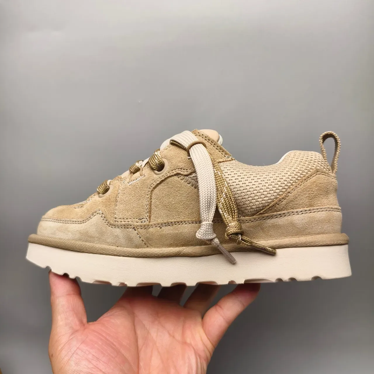 UGG Tasman Beige Chunky Platform Sole Mixed Suede And Mesh Upper Lifestyle Sneakers 7