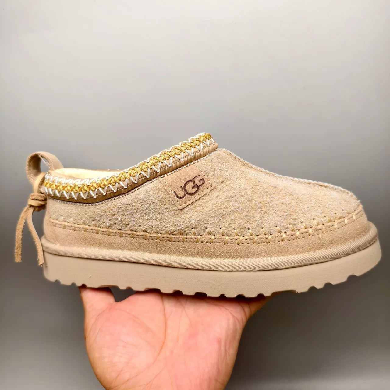 UGG Tasman Beige Gold Shearling Upper Braided Trim Casual Shoes 2