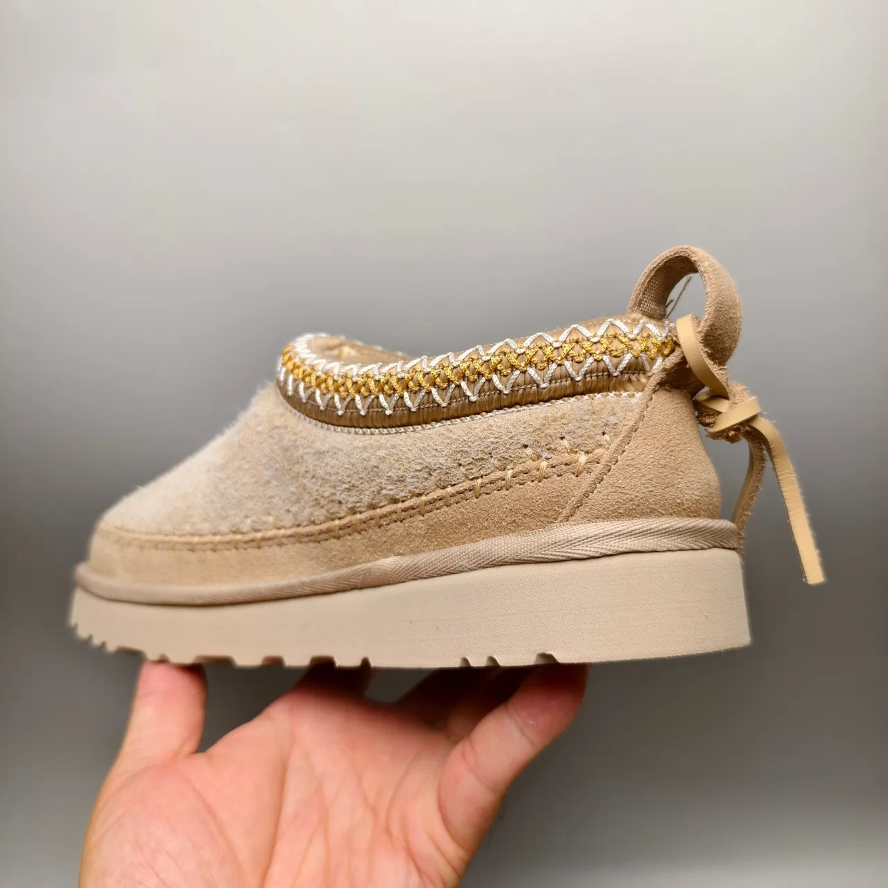 UGG Tasman Beige Gold Shearling Upper Braided Trim Casual Shoes 4