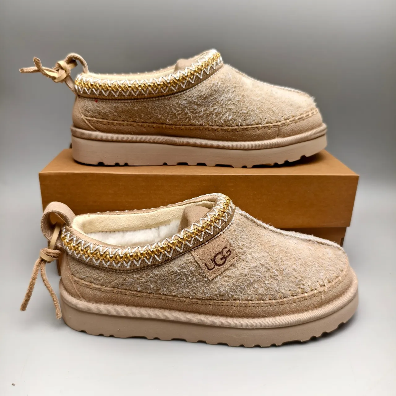 UGG Tasman Beige Gold Shearling Upper Braided Trim Casual Shoes 5